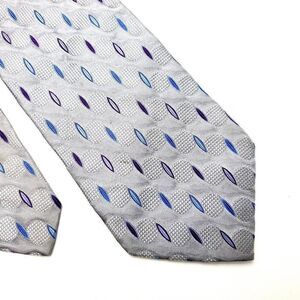 Jos A Bank Silk Tie Woven‎ Silver Geometric
